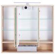 Spiegelschrank Fresh mit Led 3 Türen 80x75x20 cm - Eiche Artisan, KONVENTIONELL, Glas/Holzwerkstoff (80/75/20cm) - Ondega