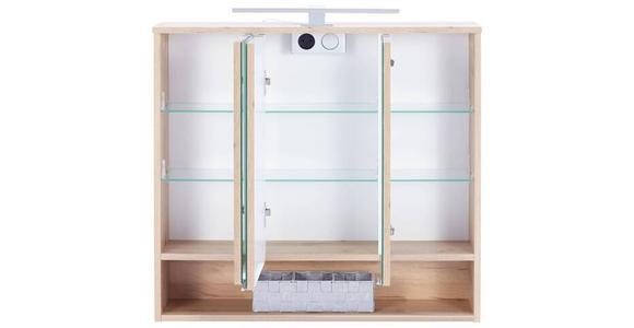 Spiegelschrank Fresh mit Led 3 Türen 80x75x20 cm - Eiche Artisan, KONVENTIONELL, Glas/Holzwerkstoff (80/75/20cm) - Ondega