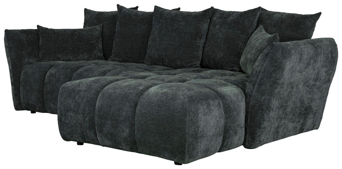 Univerzálna sedačka CAMMELLIO, tm.zelená ženilka, 7 vankúšov - čierna/tmavozelená, Modern, textil (296/189cm) - Mömax