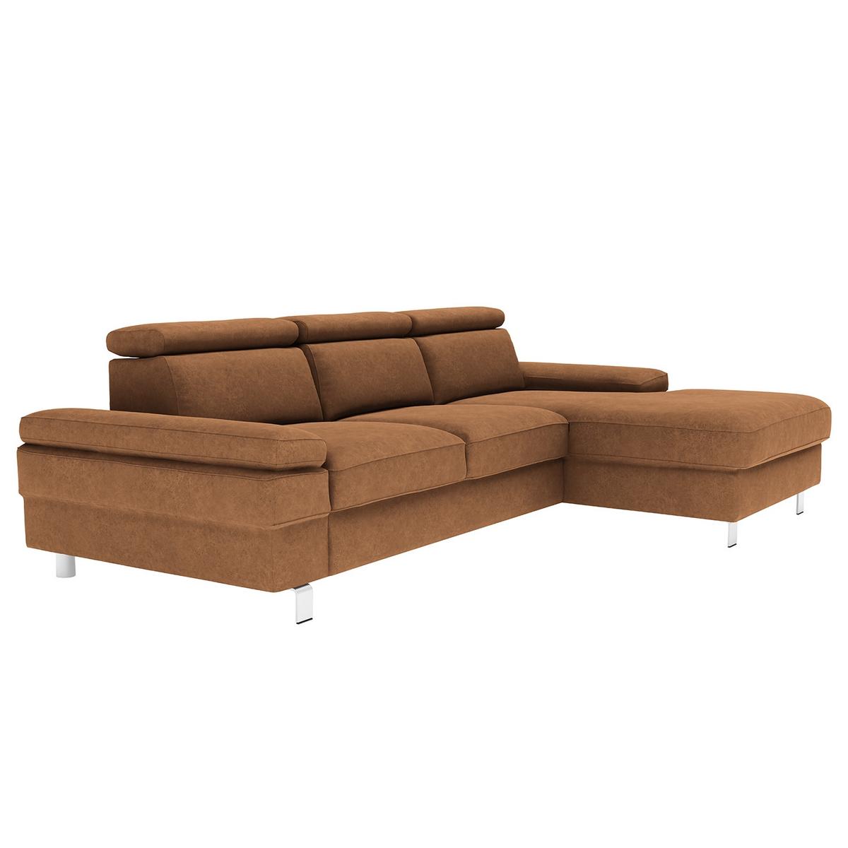 Ecksofa Elvis, Braun S: 259x182 Cm - Silberfarben/Braun, KONVENTIONELL, Textil (259/182cm) - Trendmanufaktur