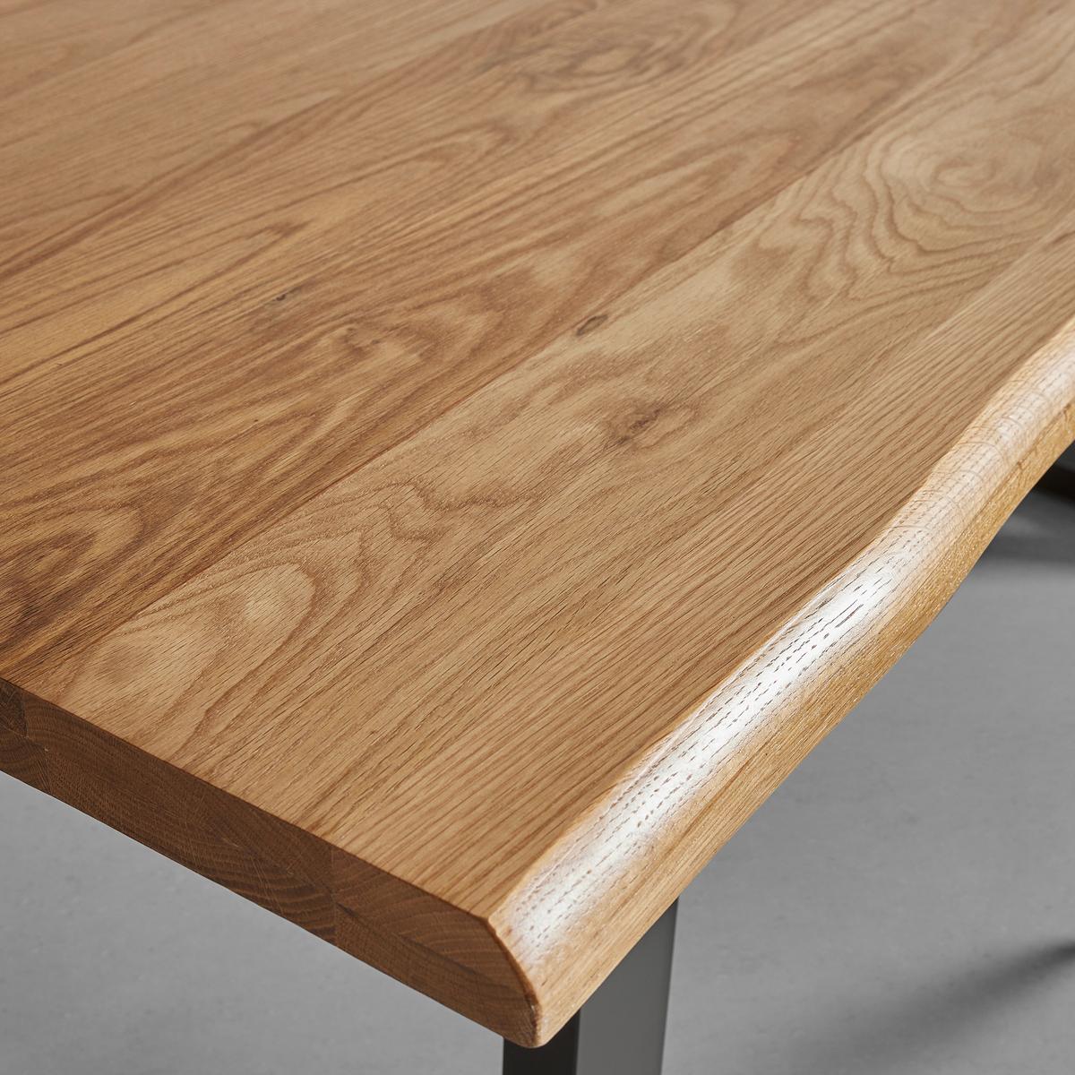 Jedálenský stôl masív dub LEN 180x90cm - čierna/farba duba, Modern, kov/drevo (180/90/76cm) - Bessagi Home