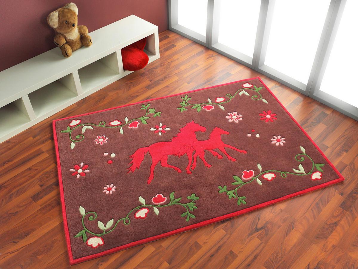 Kinderteppich Pferd Braun/pink 130x190 Cm - Pink/Braun, Trend, Textil (130/190cm)
