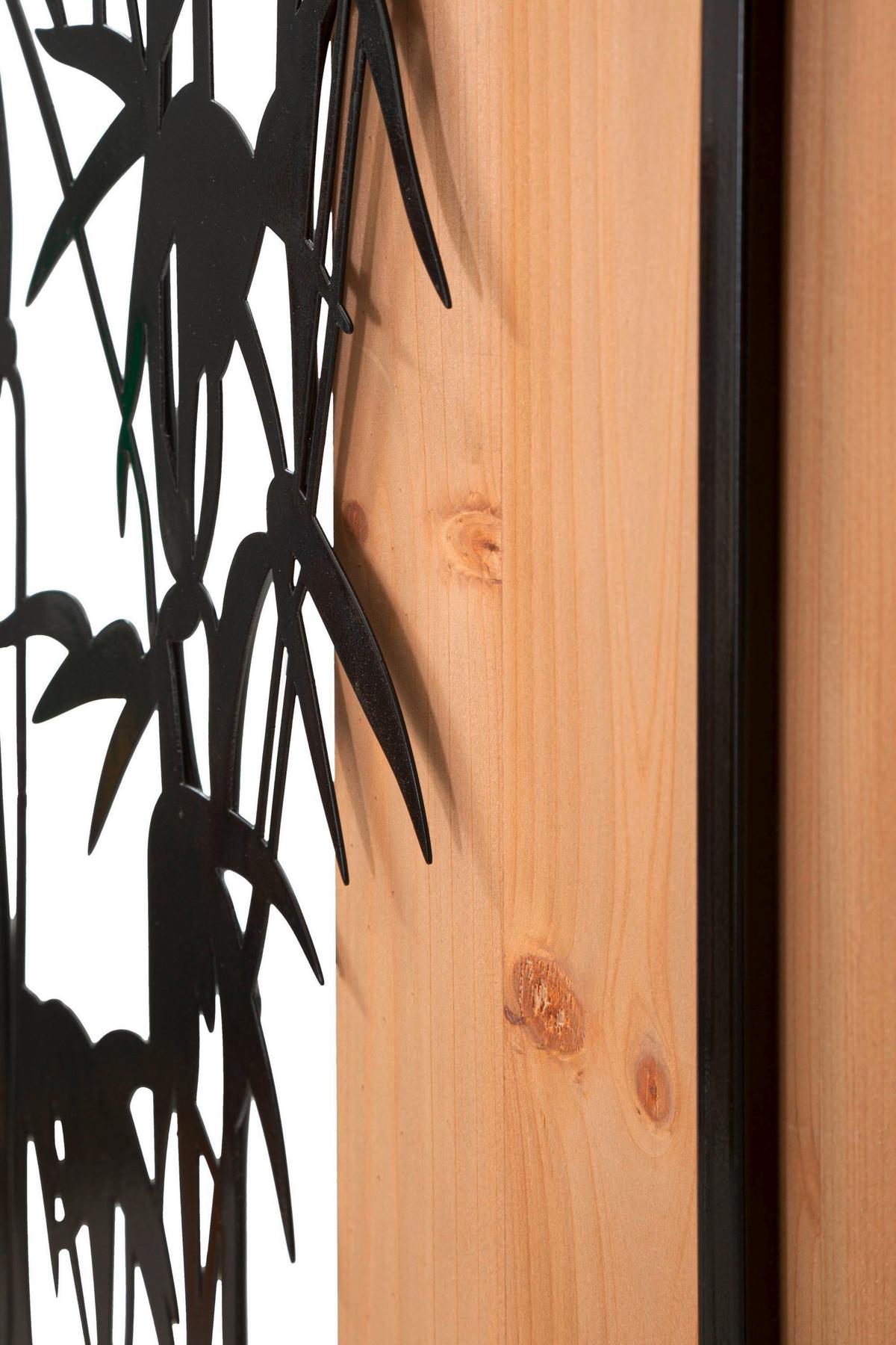 Wanddeko Bamboo Iron Naturfarben, Schwarz B: 58 cm - Schwarz/Naturfarben, Basics, Holzwerkstoff/Metall (58/80/2cm)