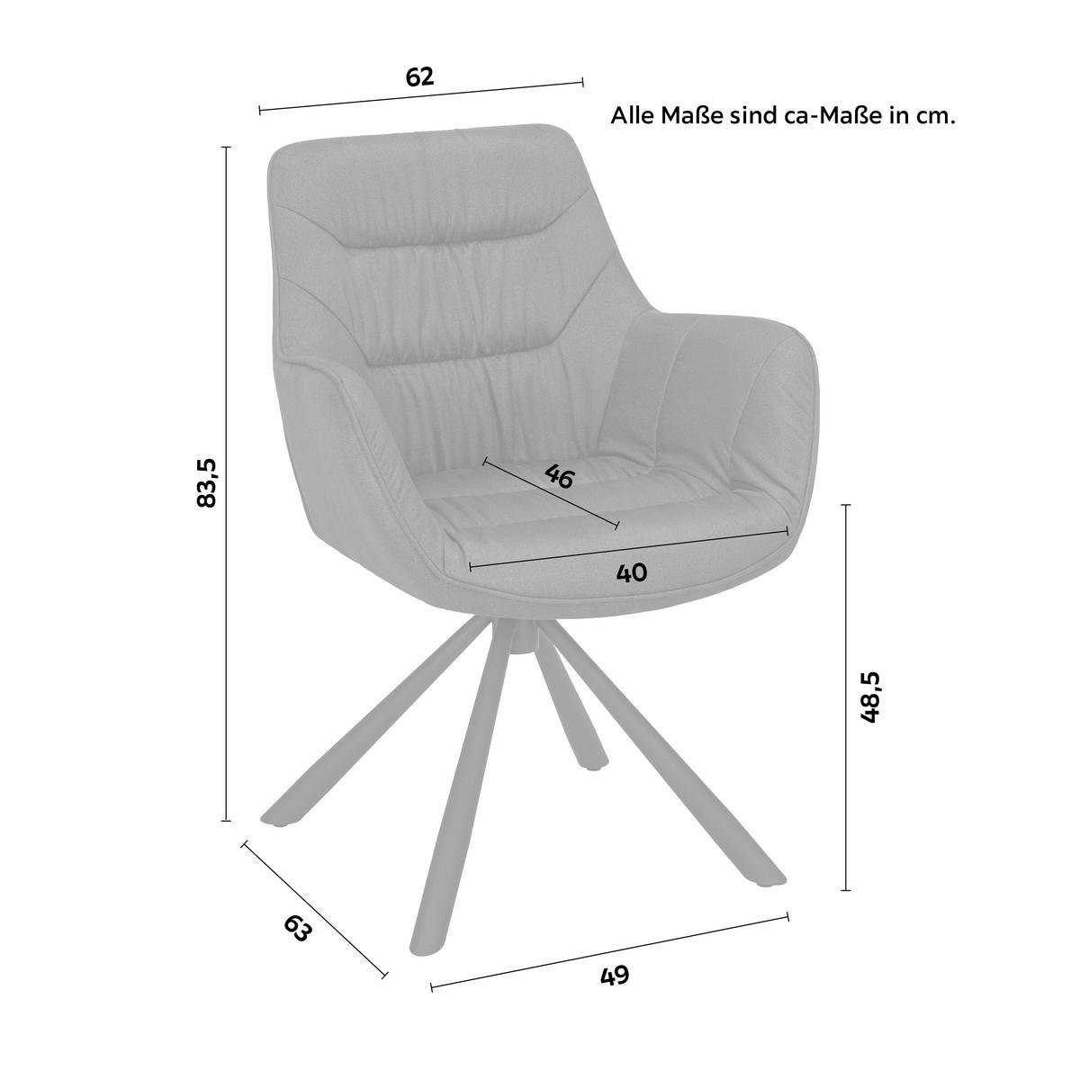 Židle s područkami Rebell, šedá - šedá/černá, Moderní, kov/textil (62/83,5/63cm) - Mömax