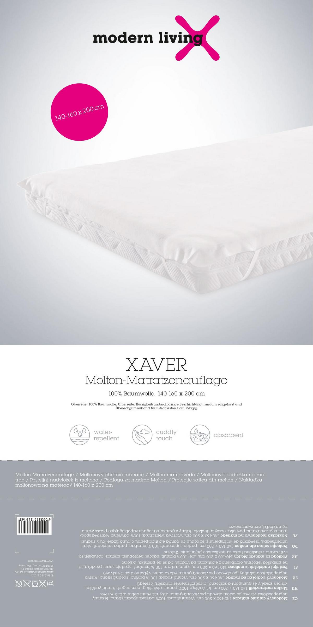 Chránič matrace Xaver, 140-160/200cm, béžová - bílá, textil/plast (140-160/200cm) - Modern Living