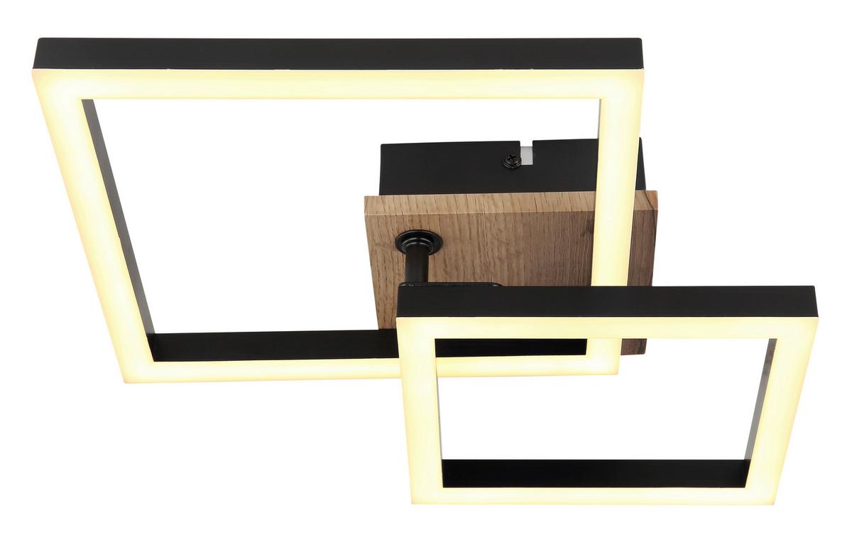 Led-deckenleuchte 672840-15 - Dunkelbraun/Opal, Basics, Holzwerkstoff/Kunststoff (42/31/8cm) - Globo