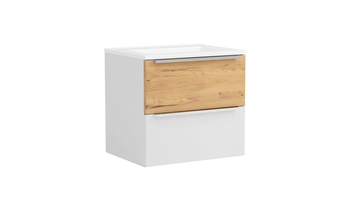 BADEZIMMER Verona Weiß/Wildeiche B: 60cm - Wildeiche/Weiß, Trend, Glas/Holzwerkstoff (60cm) - Held