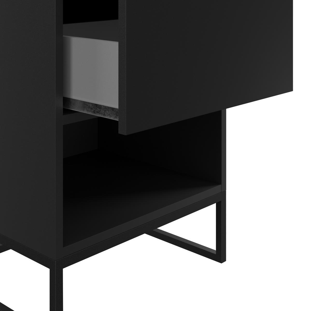 Nachtkästchen Unit In Anthrazitmit 1 Lade - Anthrazit/Anthrazit Hochglanz, MODERN, Holzwerkstoff (454/61/42cm) - Ondega