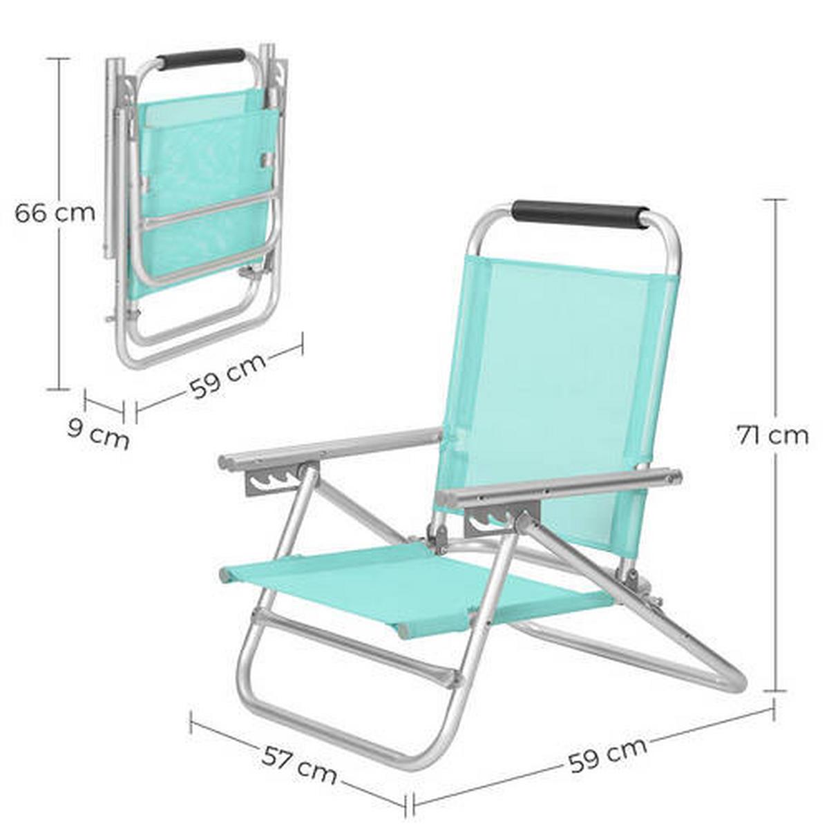 Strandsessel Mintgrün Klappbar, B: 59 cm - Alufarben/Mintgrün, Basics, Textil/Metall (59/71/59cm) - Modante