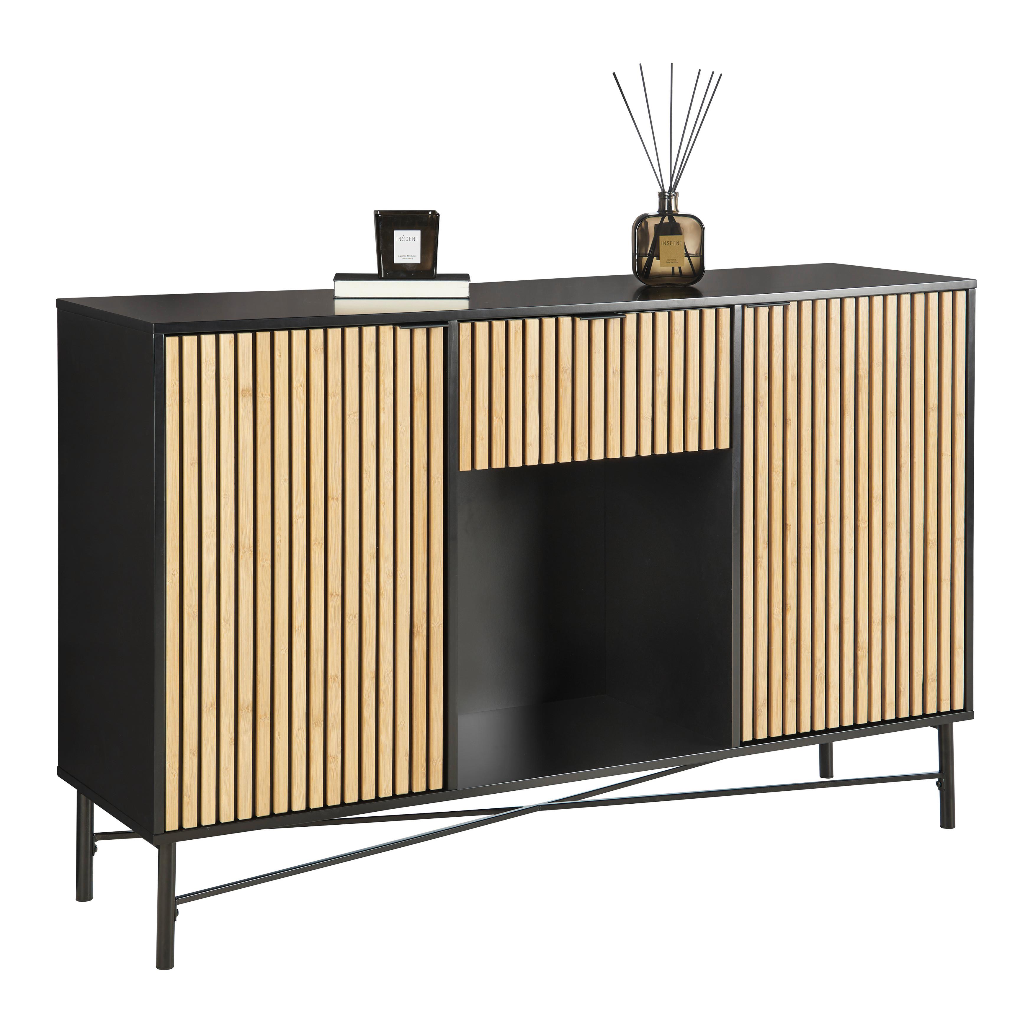 Komoda MADRID - černá/barvy dubu, Moderní, kov/dřevo (143/90/40cm) - Mömax