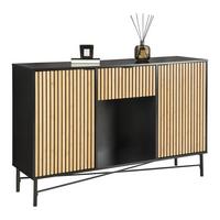 Komoda MADRID - černá/barvy dubu, Moderní, kov/dřevo (143/90/40cm) - Mömax
