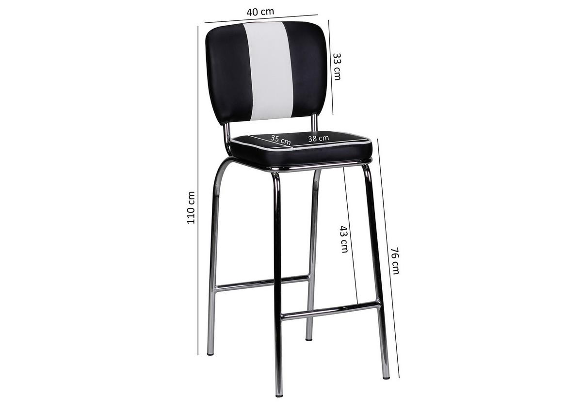 Barová židle AMERICAN DINER černobílá - bílá/černá, Moderní, kov/plast (40/110/38cm) - MID.YOU