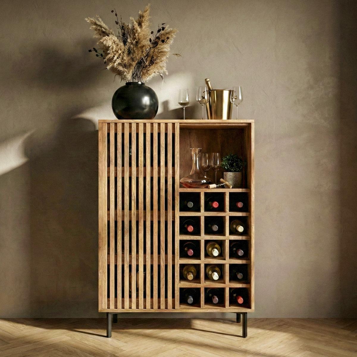 BARSCHRANK Braun B: 80cm - Schwarz/Braun, Design, Holz (80/123/43cm) - Livetastic