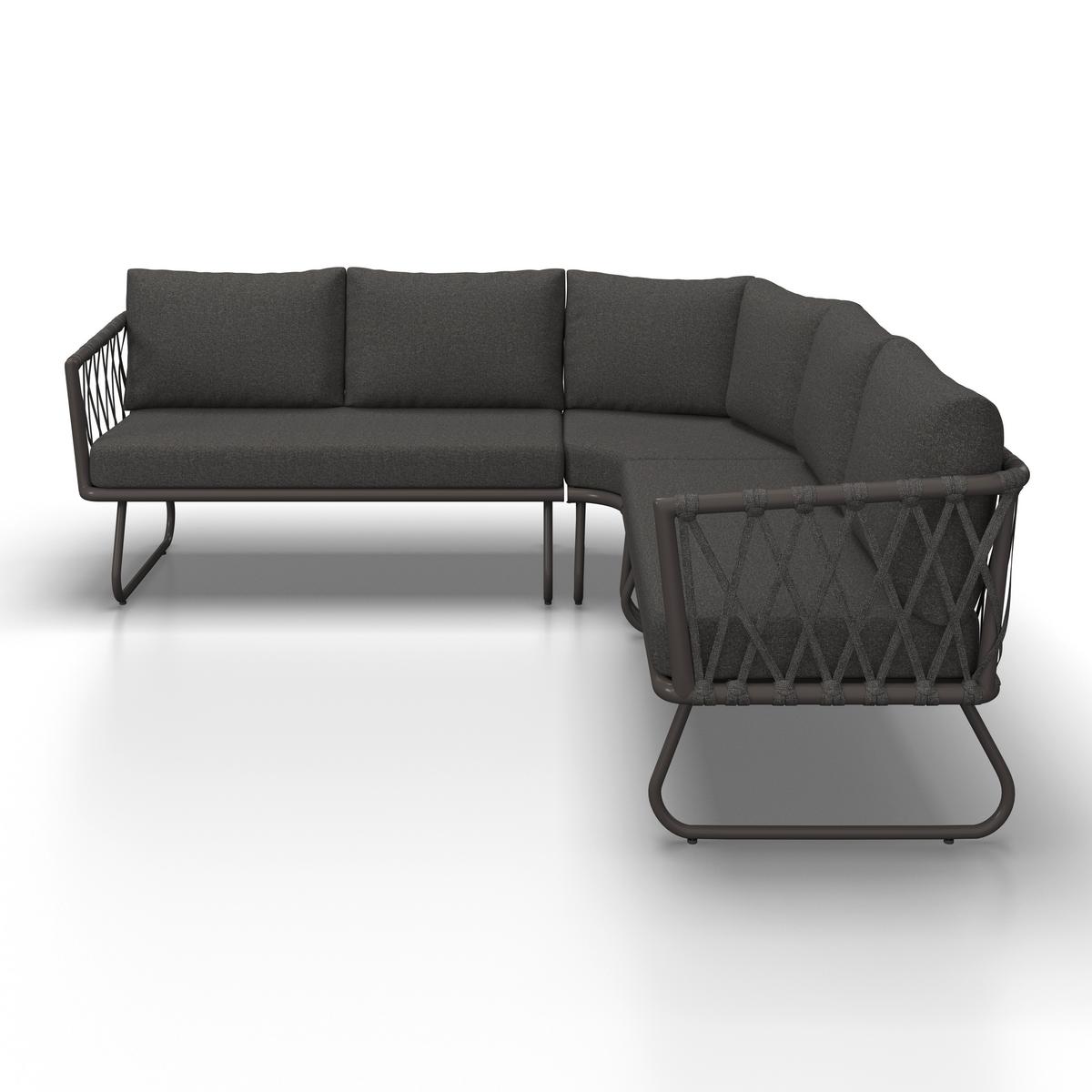 TERASOVÁ SEDACIA SÚPRAVA ELEA - antracitová/tmavosivá, Modern, kov/textil (234/74/77cm) - Bessagi Garden