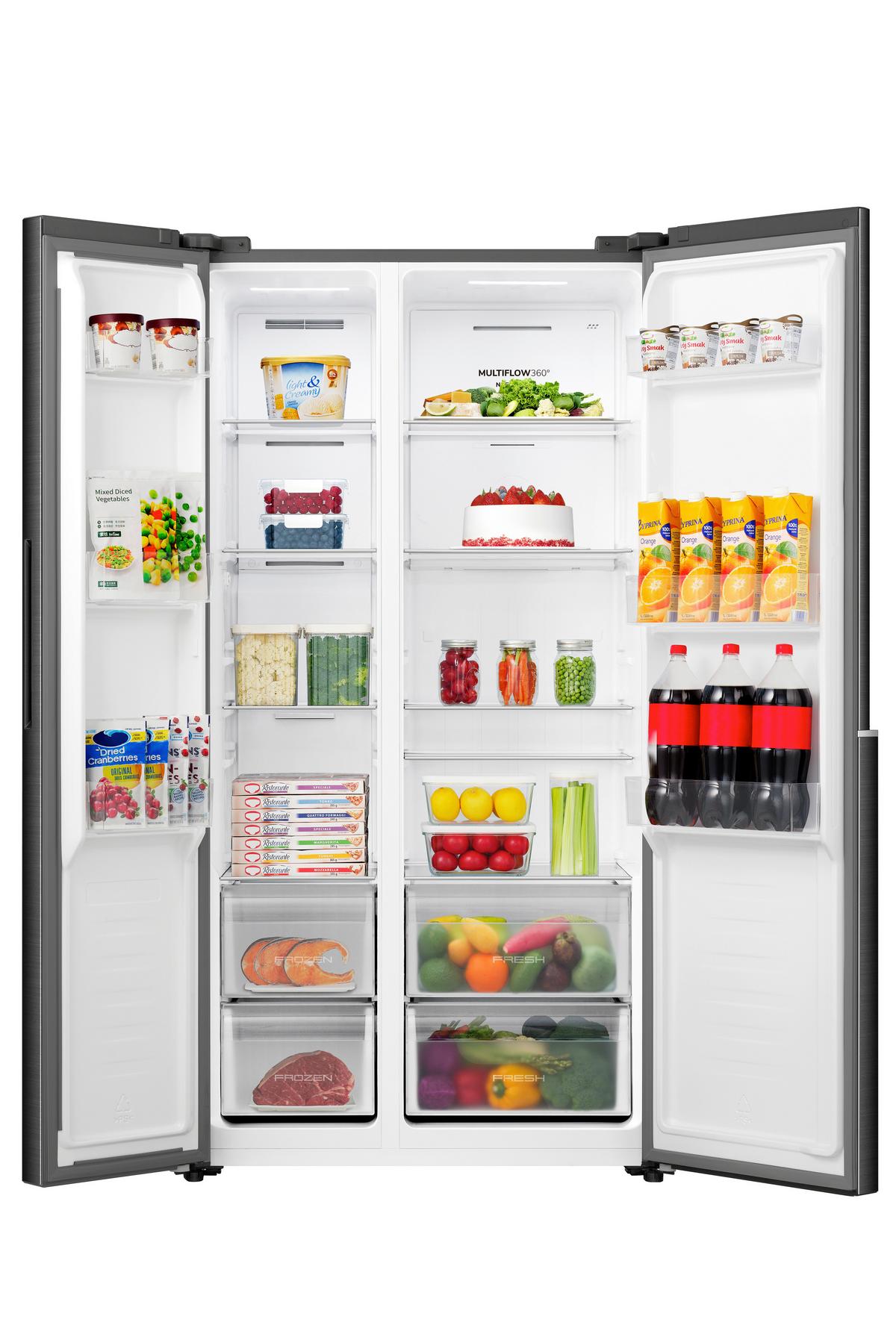 Side-By-Side Schwarz B: 91,1cm - Schwarz, Trend, Glas/Kunststoff (91,1/178,6/61,5cm) - Hisense