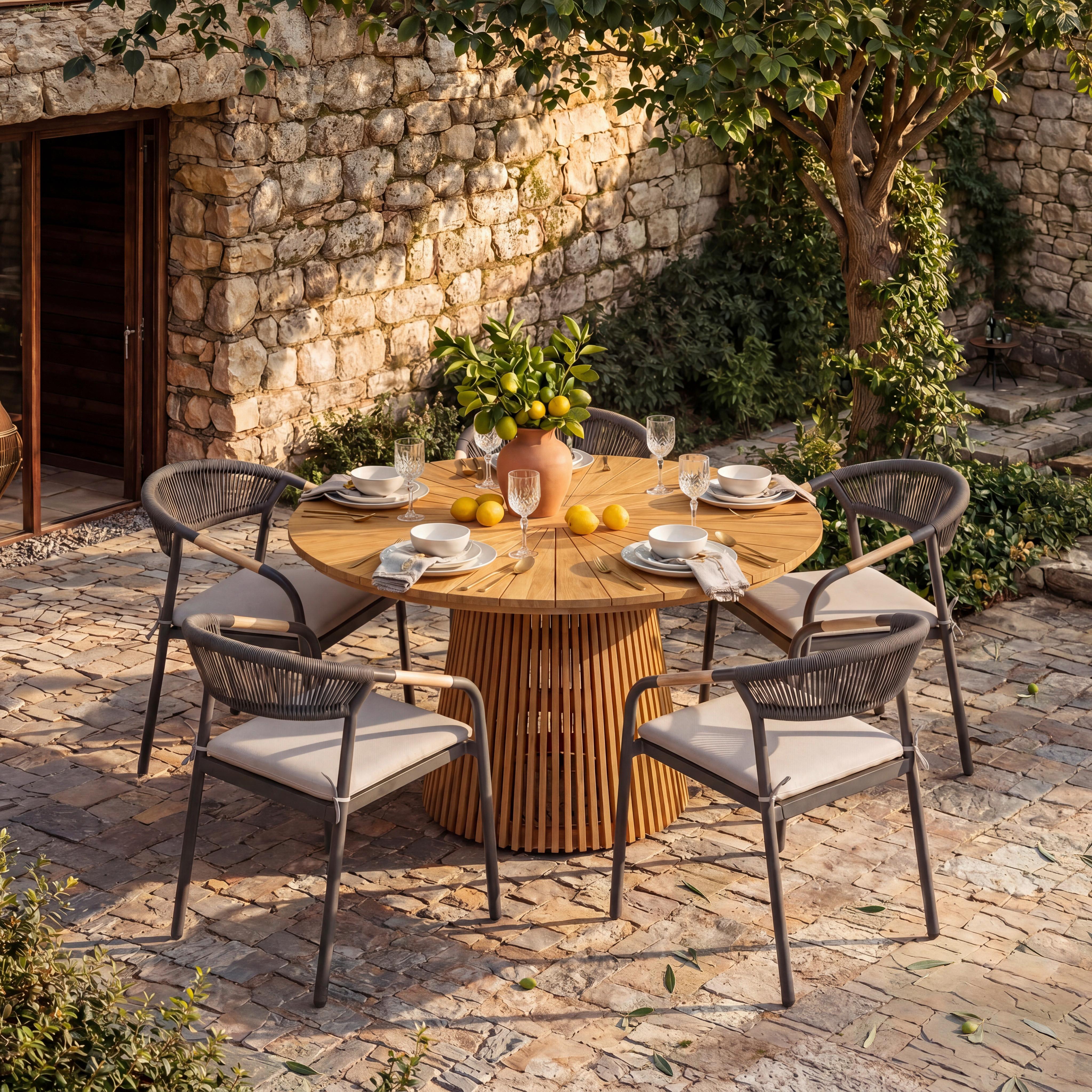 ZÁHRADNÝ STÔL SANJA - farba tíku, Modern, drevo (140/76cm) - Bessagi Garden