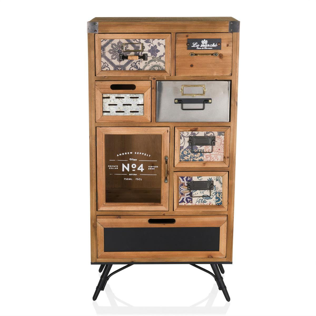 Sideboard Continento S Multicolor/Naturfarben B: 53cm - Multicolor/Schwarz, MODERN, Holz (53/104/32cm) - MID.YOU