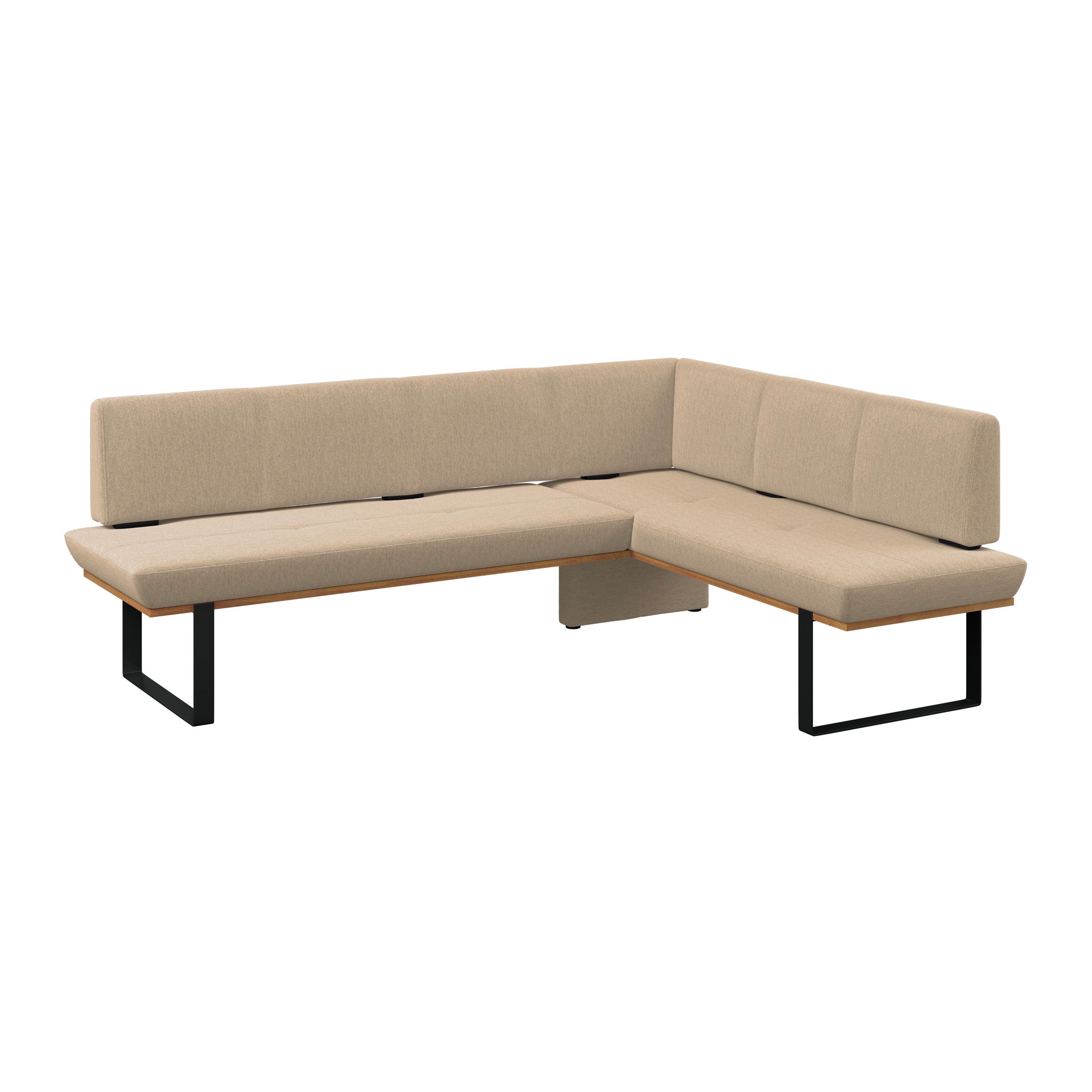 Eckbank Tristan Webstoff beige, S:245x175cm - Beige/Schwarz, MODERN, Holz/Textil (245/175cm) - James Wood