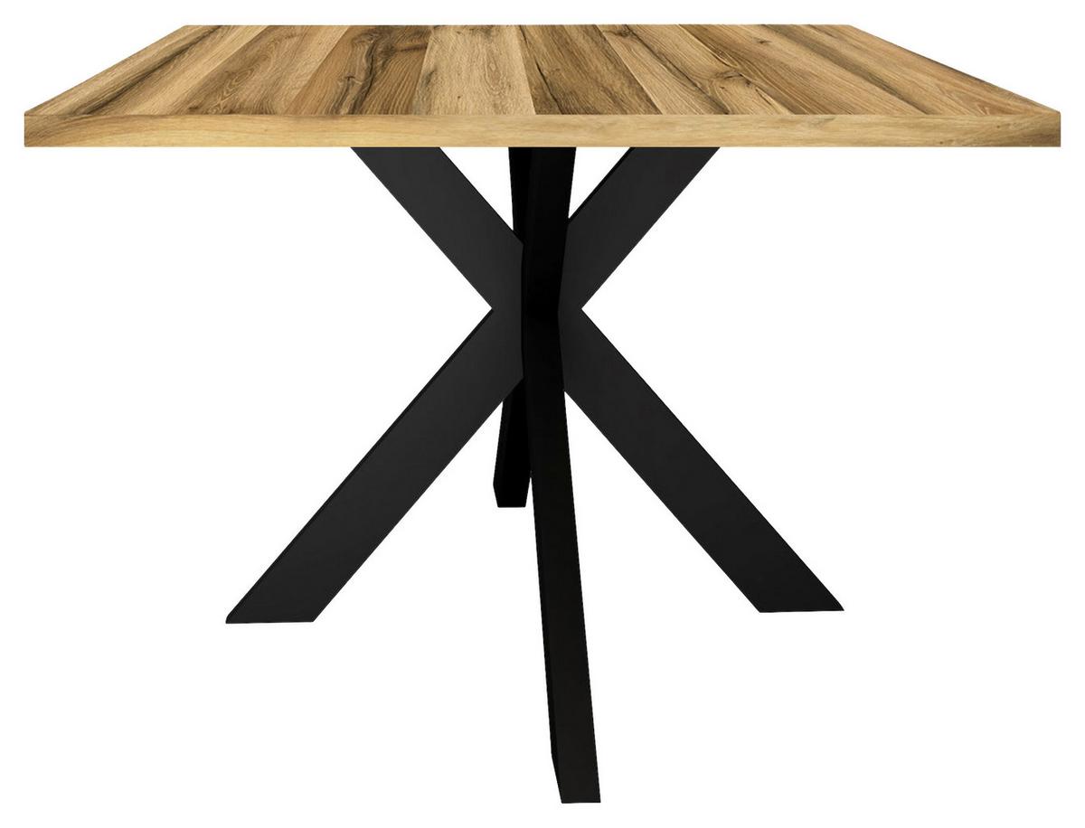 Esstisch Alex Schwarz, Plankeneiche - Plankeneiche/Schwarz, MODERN, Holzwerkstoff/Metall (160/90/78cm) - Livetastic