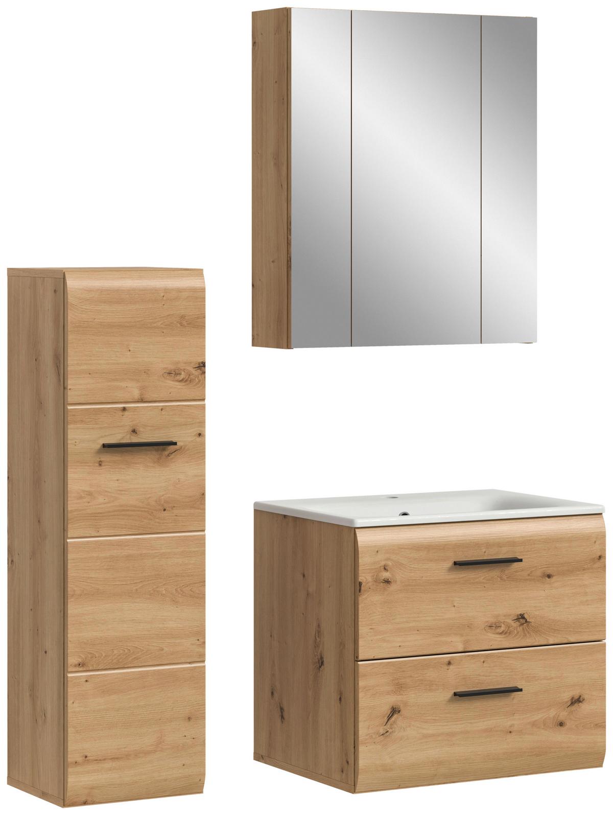 Badezimmer Ice Eiche Artisan Dekor B: 90cm - Eiche Artisan/Weiß, Basics, Keramik/Holzwerkstoff (90cm) - MID.YOU