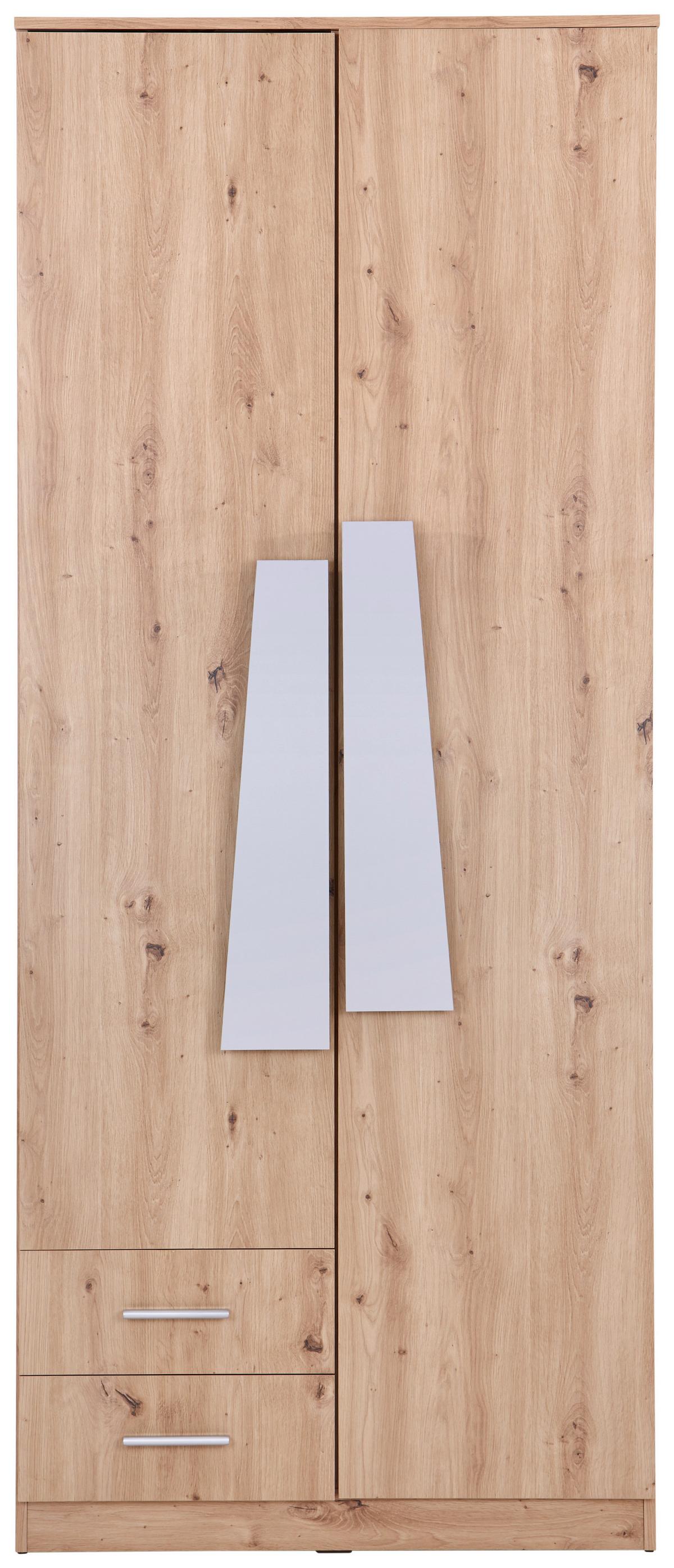 ŠATNÍ SKŘÍŇ JOHNNY - šedá/barvy dubu, Moderní, kompozitní dřevo/plast (90/216,3/59,9cm)