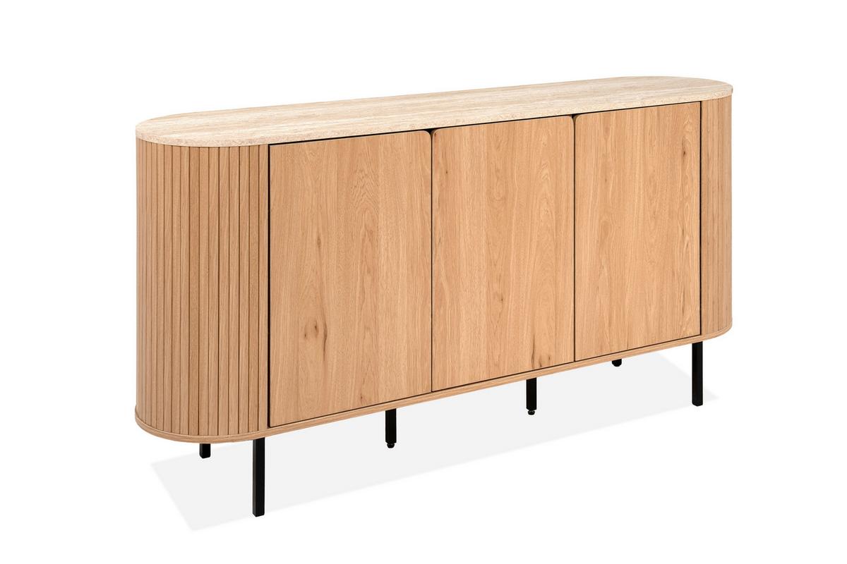 Sideboard Fabia Eichefarben B: 160cm - Eichefarben/Schwarz, Design, Holzwerkstoff (160/80/40cm) - MID.YOU