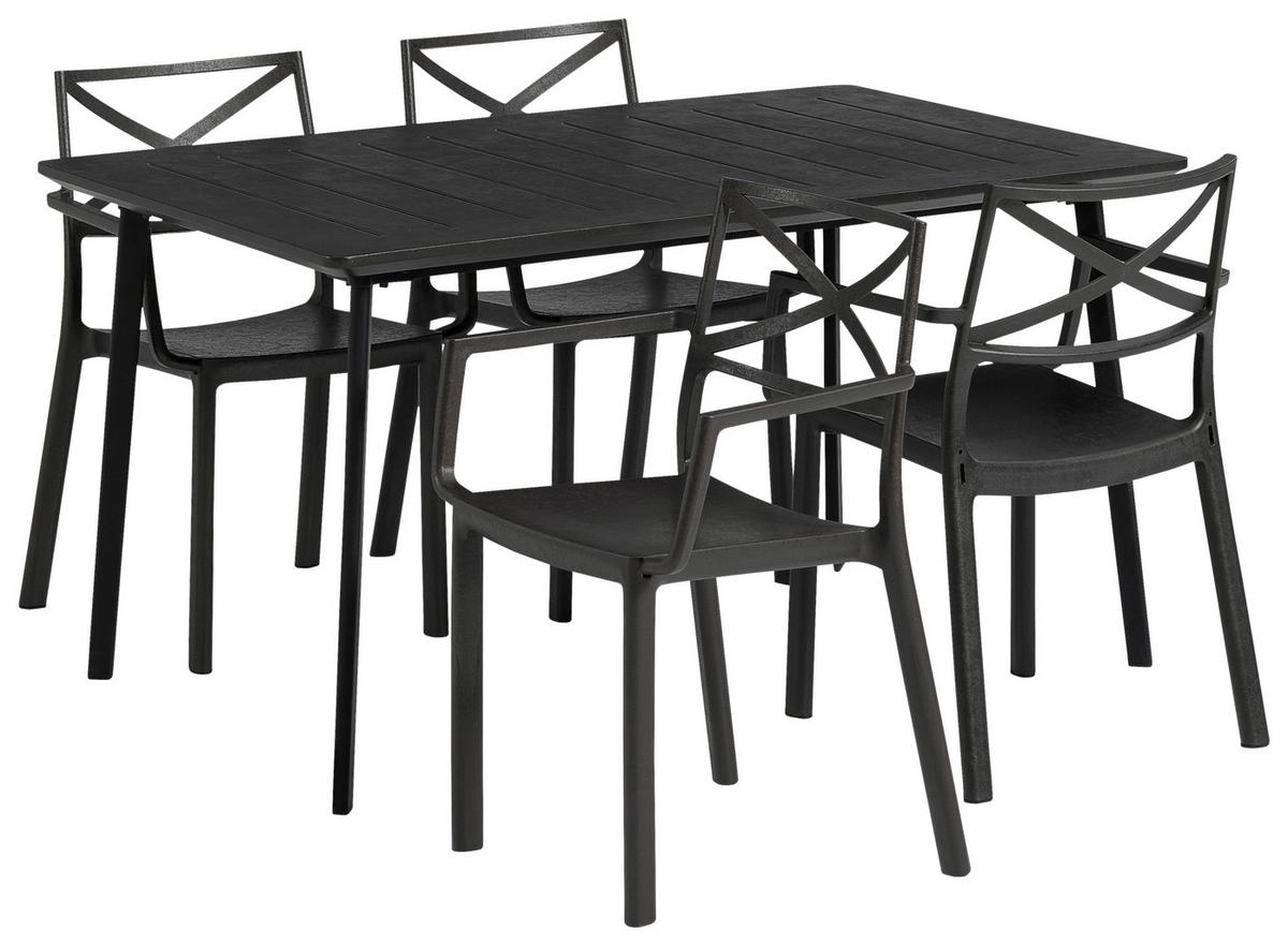 Gartentisch Metalea Table Metall L: 146 cm - Schwarz, Basics, Kunststoff/Metall (146/75/87cm) - Keter