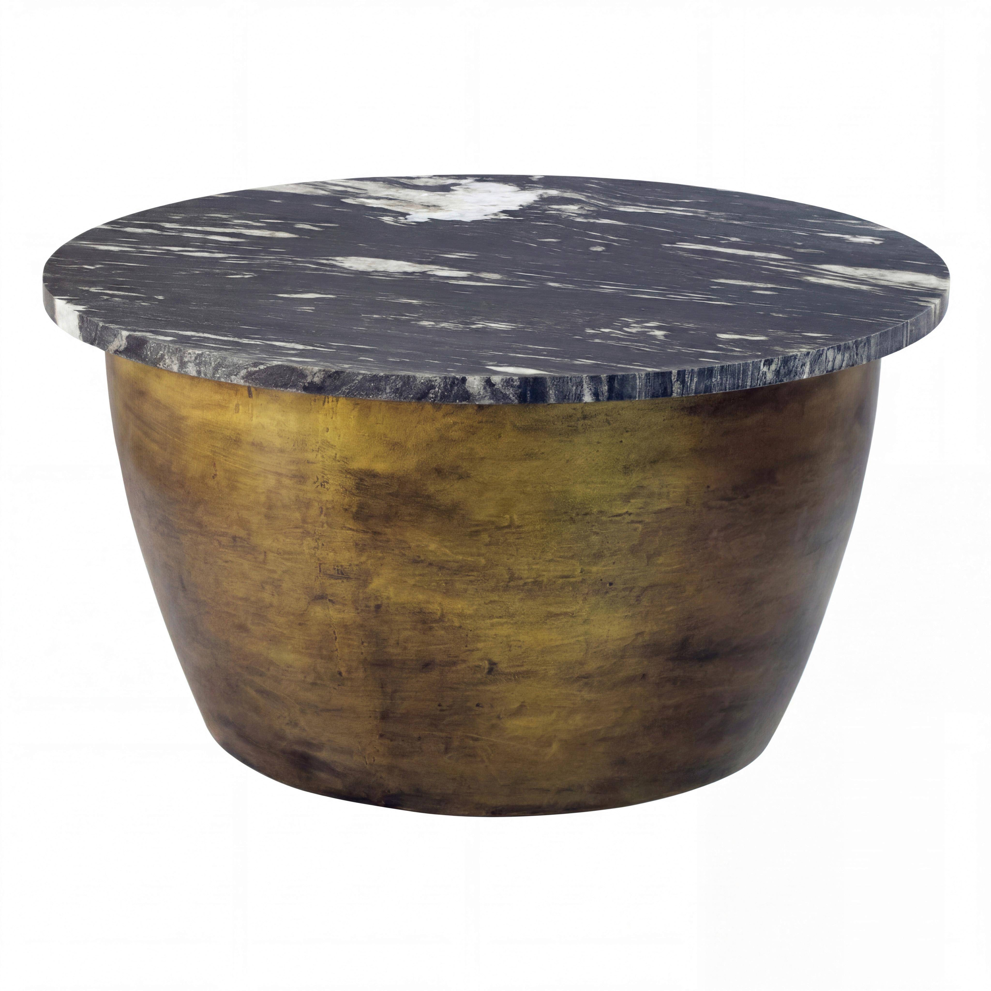 COUCHTISCH Marmor B: 60cm - Goldfarben/Schwarz, Design, Stein/Metall (60/60/34cm) - MID.YOU