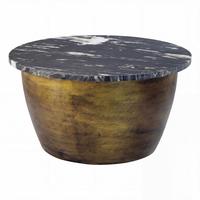 COUCHTISCH Marmor B: 60cm - Goldfarben/Schwarz, Design, Stein/Metall (60/60/34cm) - MID.YOU