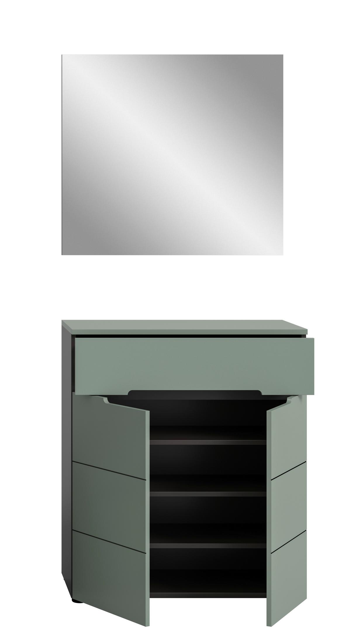 Garderobe Canu 2-Teilig Grau/Grün B: 80 cm - Graugrün/Grau, Design, Holzwerkstoff (80/190/37cm) - Livetastic