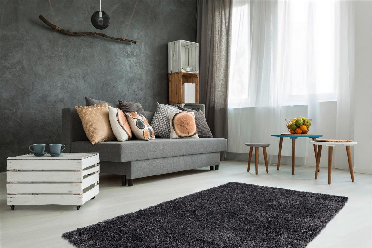 HOCHFLORTEPPICH Anthrazit - Anthrazit, KONVENTIONELL, Textil (120/170cm) - Kayoom