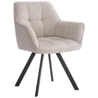 Armlehnstuhl Romy Giga-S Creme/Schwarz Gepolstert - Creme/Schwarz, MODERN, Textil/Metall (60/82/62cm)
