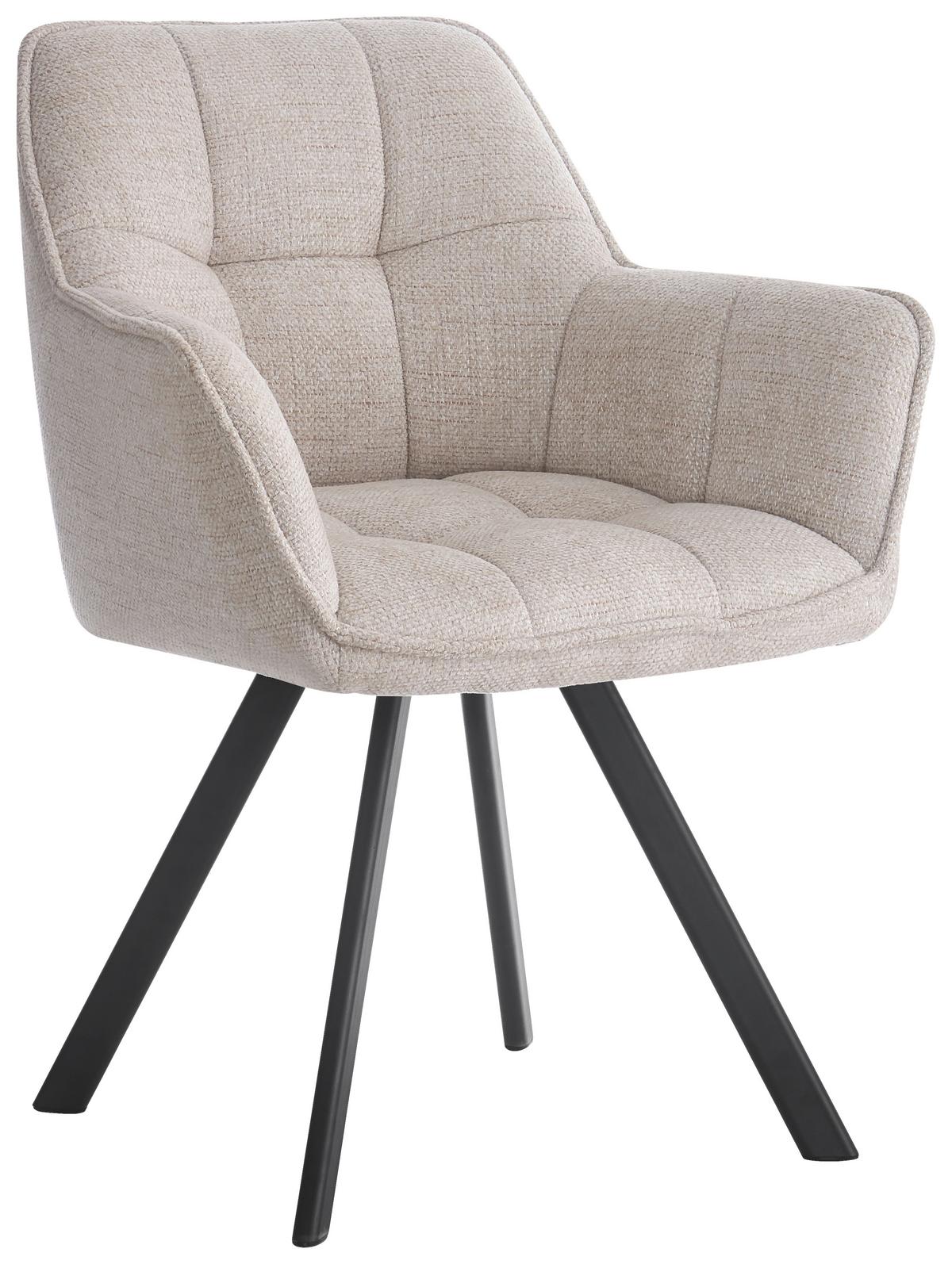 Armlehnstuhl Romy Giga-S Creme/Schwarz Gepolstert - Creme/Schwarz, MODERN, Textil/Metall (60/82/62cm)