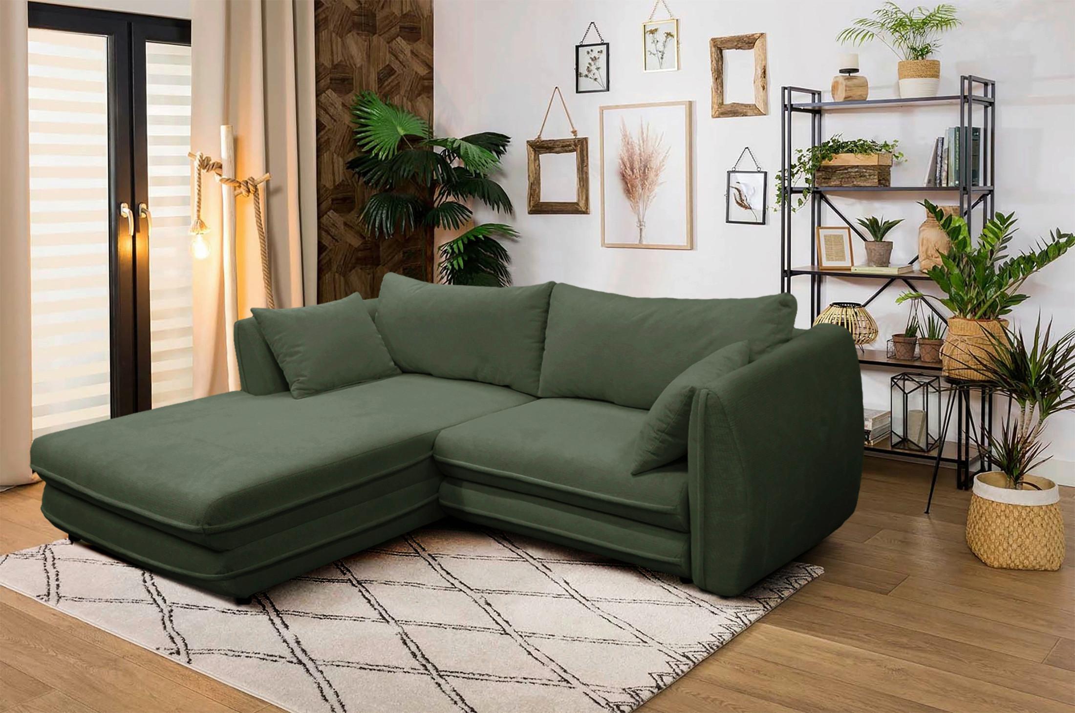 Ecksofa Vivaldi Grün S: 201x240 cm - Schwarz/Grün, Design, Textil (201/240cm) - MID.YOU