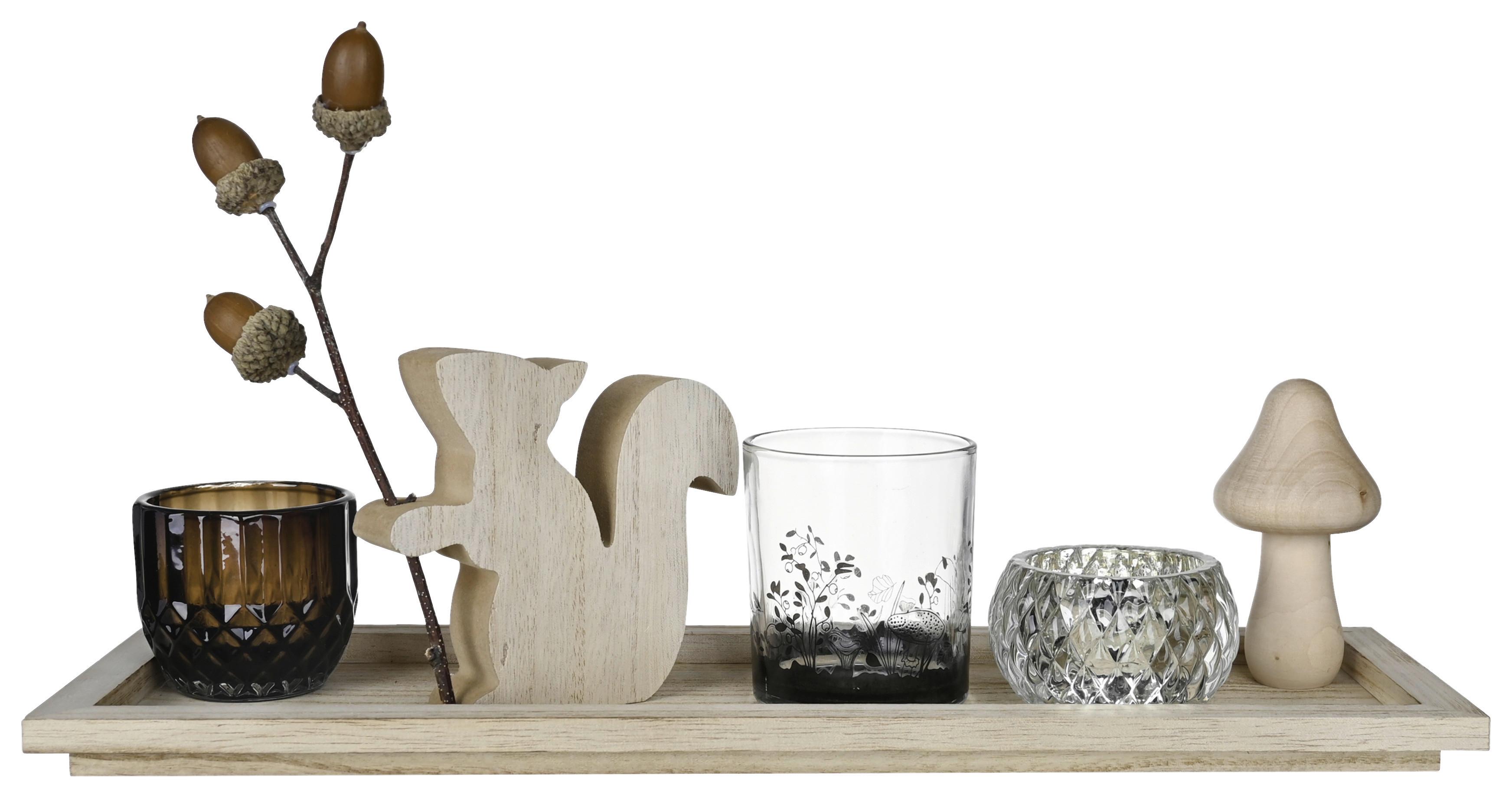 miska na svíčky 7-dílná sada - vícebarevná, Moderní, dřevo/kompozitní dřevo (40/13,8/12,5cm) - Modern Living