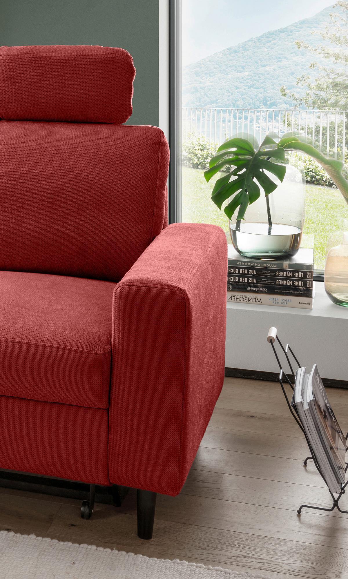 Eckschlafsofa Passione Rot S: 147x234 cm - Rot/Schwarz, MODERN, Textil (147/234cm) - Livetastic