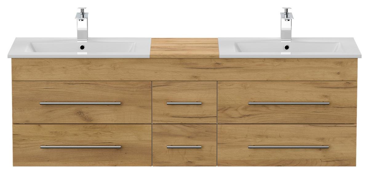 WASCHTISCHKOMBI Nero XL, Eichefarben B: 153 cm - Eichefarben/Weiß, Basics, Keramik/Holzwerkstoff (153cm) - MID.YOU