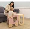 Hochstuhl Trolley Aus Holz Naturfarben/pink - Pink/Naturfarben, Basics, Holz (38/90/40cm)