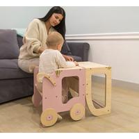 Hochstuhl Trolley aus Holz Naturfarben/Pink - Pink/Naturfarben, Basics, Holz (38/90/40cm)