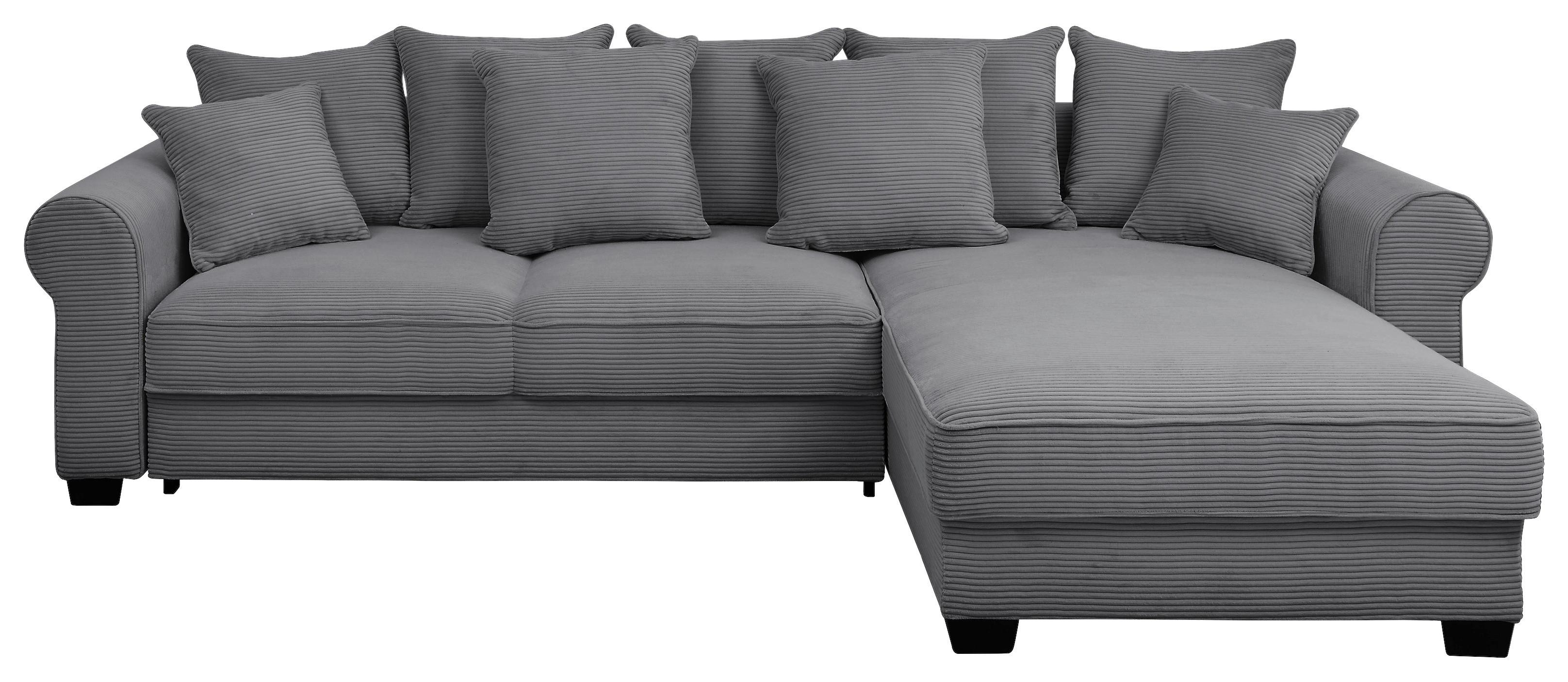 Ecksofa Maureen Dunkelgrau S:318x197cm - Dunkelgrau/Schwarz, KONVENTIONELL, Textil (318/197cm) - MID.YOU