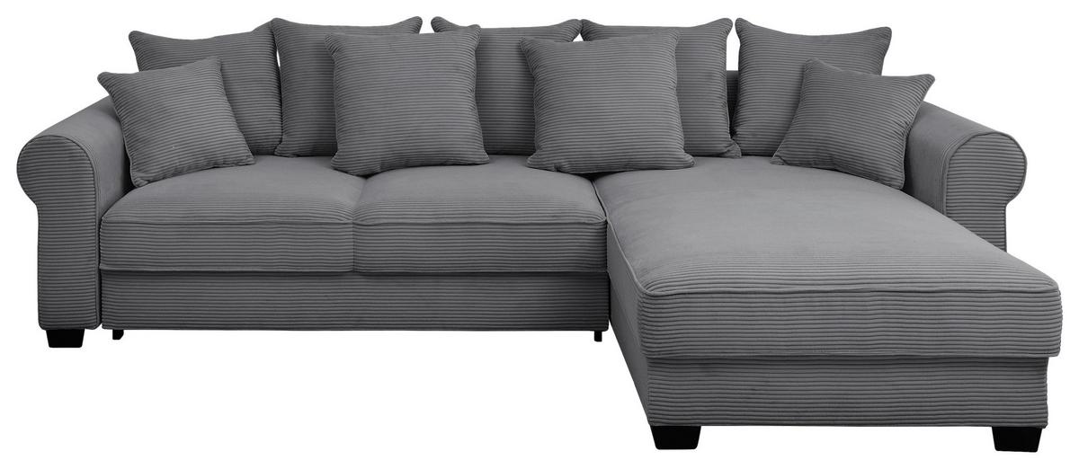 Ecksofa Maureen Dunkelgrau S:318x197cm - Dunkelgrau/Schwarz, KONVENTIONELL, Textil (318/197cm) - MID.YOU