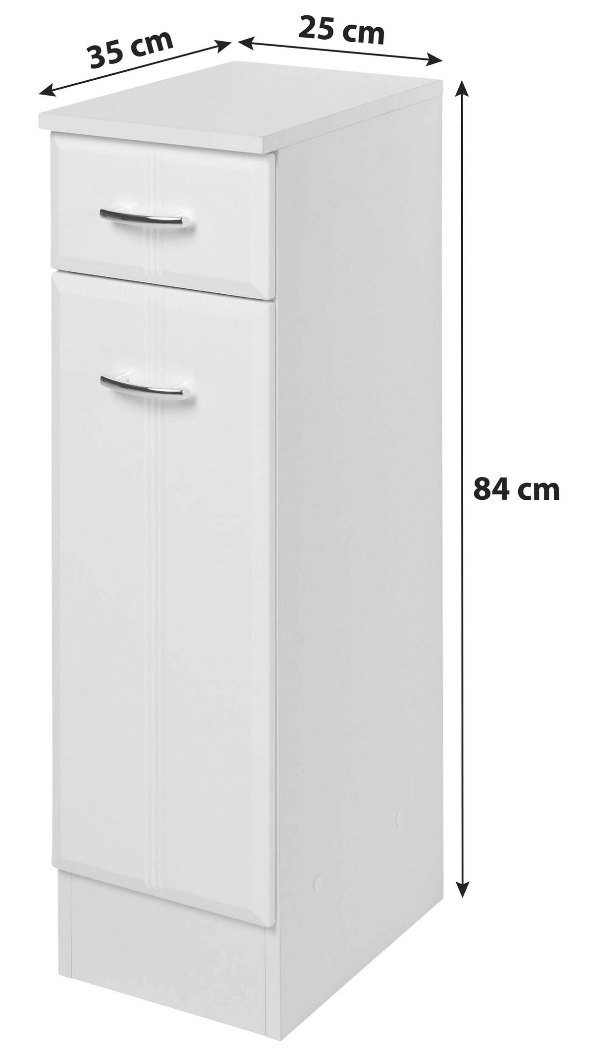 Unterschrank Mit Lade Rallye B: 25 Cm Weiß Dekor - Weiß, KONVENTIONELL, Holzwerkstoff (25/84/35cm) - Held