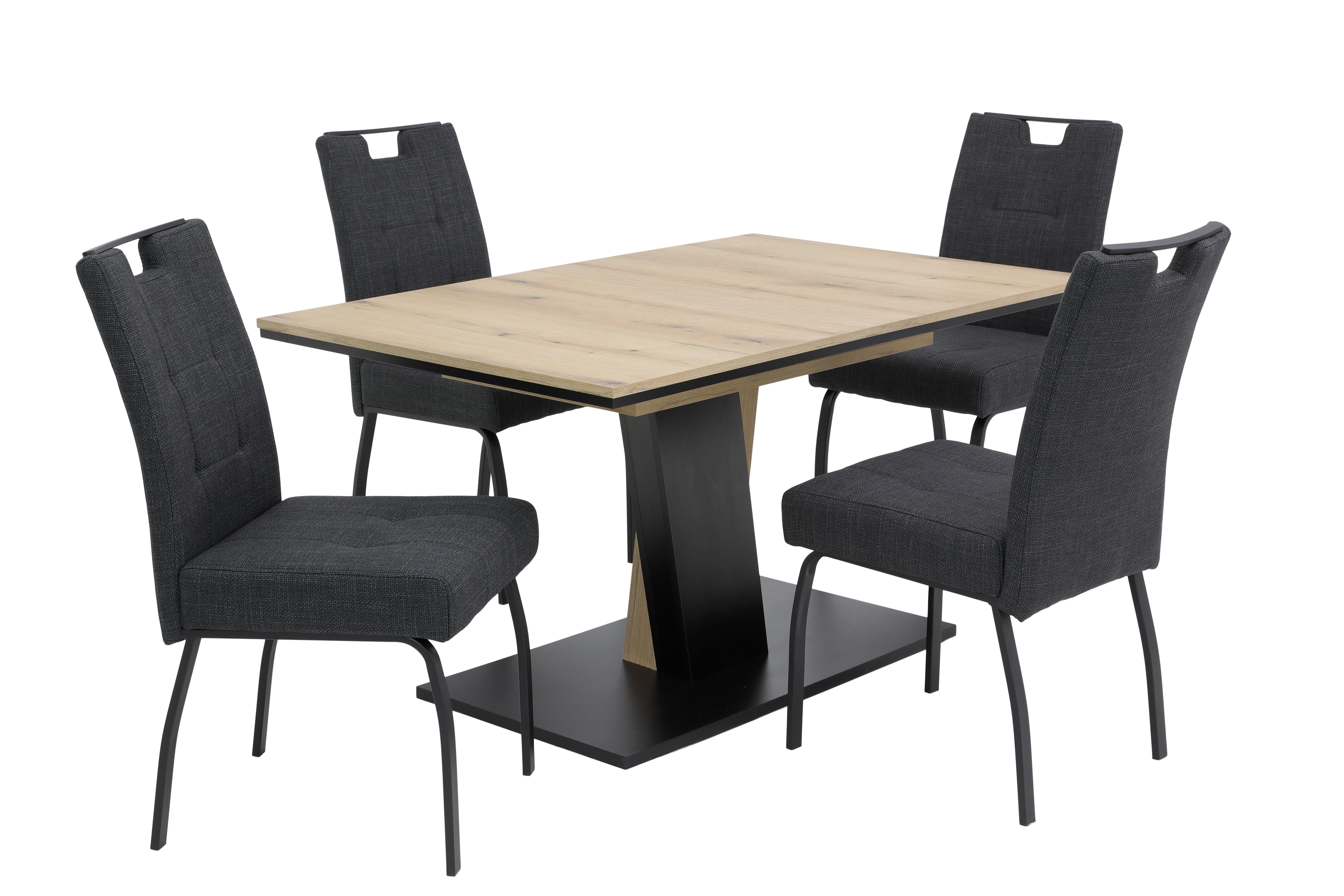 TISCHGRUPPE EBRO G - Eichefarben/Anthrazit, MODERN, Holzwerkstoff/Textil (140 - 180/76/90cm) - P & B