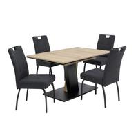 TISCHGRUPPE EBRO G - Eichefarben/Anthrazit, MODERN, Holzwerkstoff/Textil (140 - 180/76/90cm) - P & B