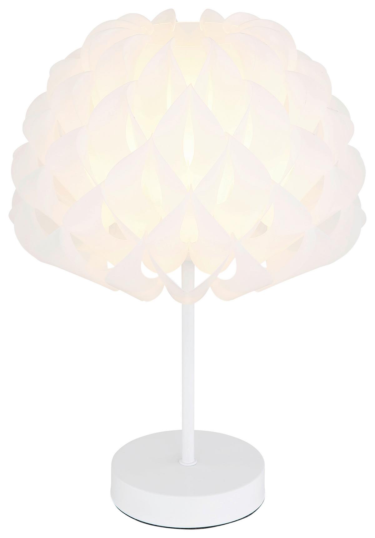 Tischlampe Irene Weiß Mit Schalter - Weiß, Basics, Kunststoff/Metall (25/35cm) - Globo