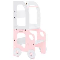 Kombihochstuhl Car Step Stool Weiss/Pink - Pink/Weiß, Basics, Holz (38/90/40cm)
