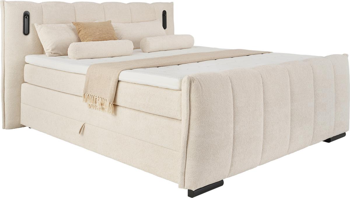 Boxspringbett Elysia Inkl. Matratze 160x200 - Beige/Schwarz, Trend, Holz/Holzwerkstoff (160/200cm) - Luca Bessoni
