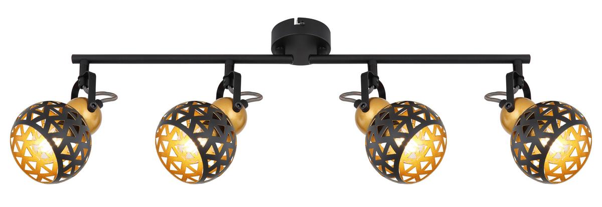 Strahler Sarra 4-flammig Verstellbar L: 60 Cm - Goldfarben/Schwarz, Basics, Metall (60/10/17,5cm) - Globo