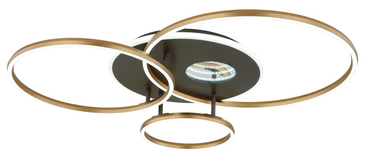 LED-DECKENLEUCHTE Memory-Funktion - Anthrazit/Goldfarben, Design, Kunststoff/Metall (90/70/13cm) - Globo