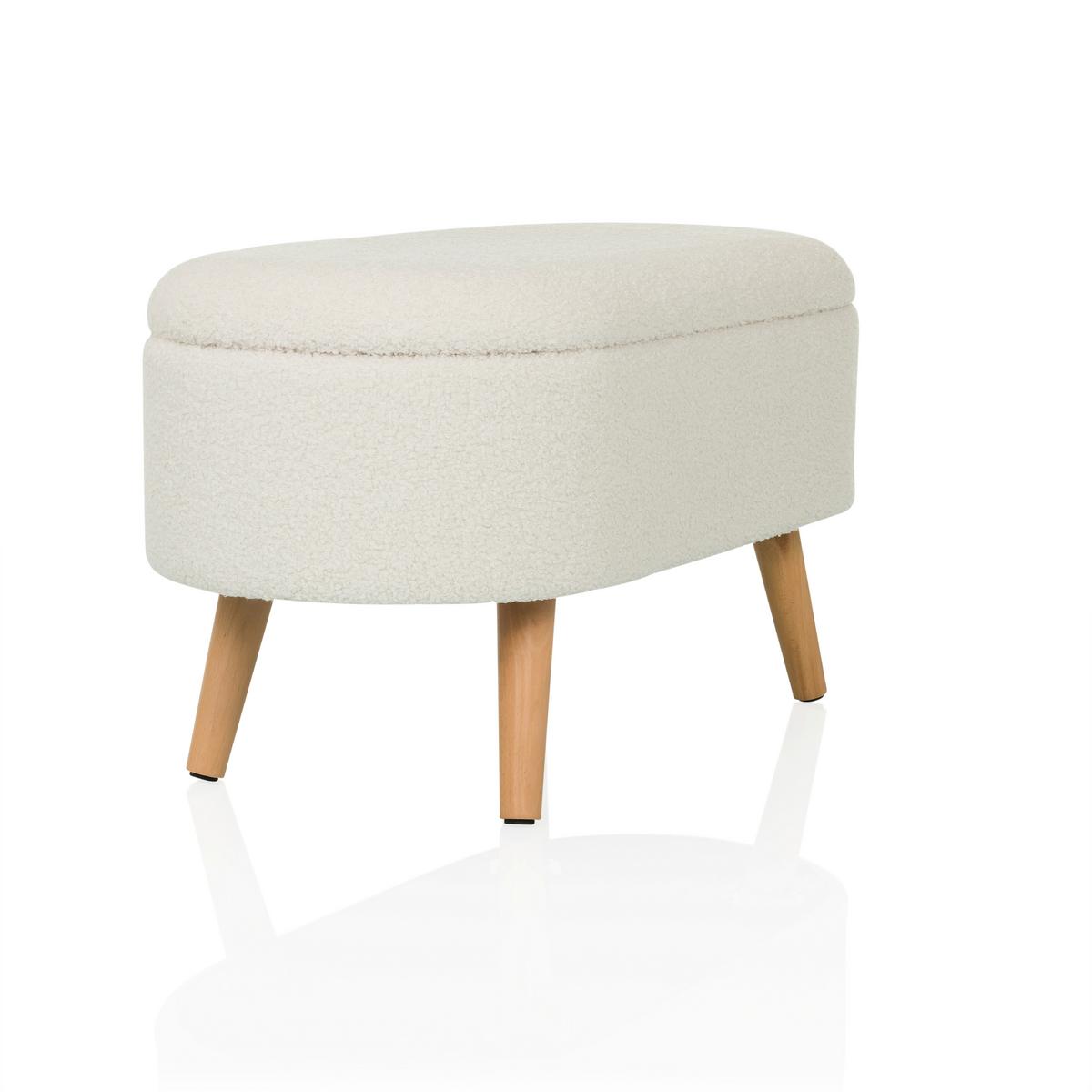 Hocker Storiano Weiß B: 82 Cm - Eichefarben/Weiß, MODERN, Textil (82/43/47cm) - MID.YOU
